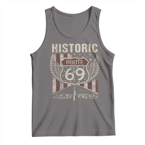 Historic Route 69 Highway Road Tank Top Americana Vintage USA Flag TS11 Deep Heather Print Your Wear