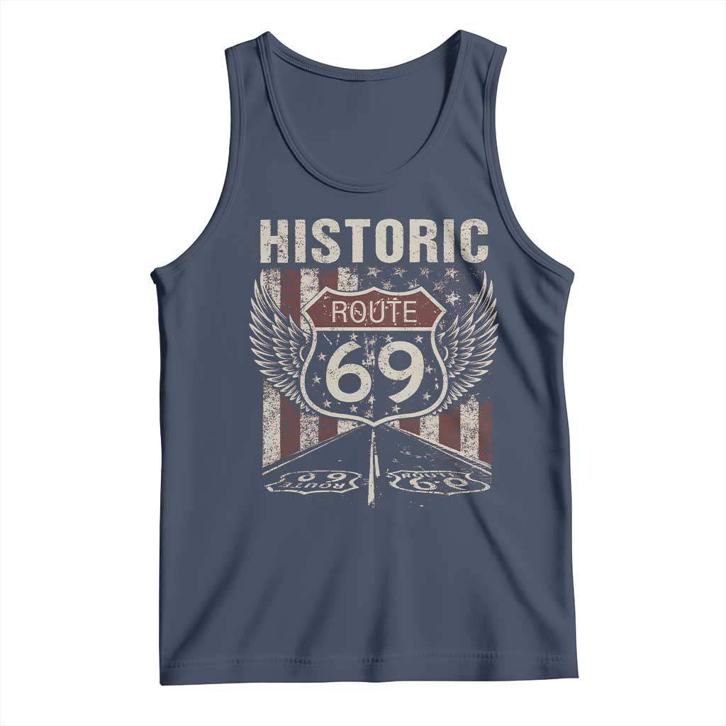 Historic Route 69 Highway Road Tank Top Americana Vintage USA Flag TS11 Navy Print Your Wear