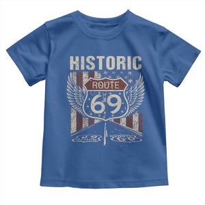 Historic Route 69 Highway Road Toddler T Shirt Americana Vintage USA Flag TS11 Royal Blue Print Your Wear