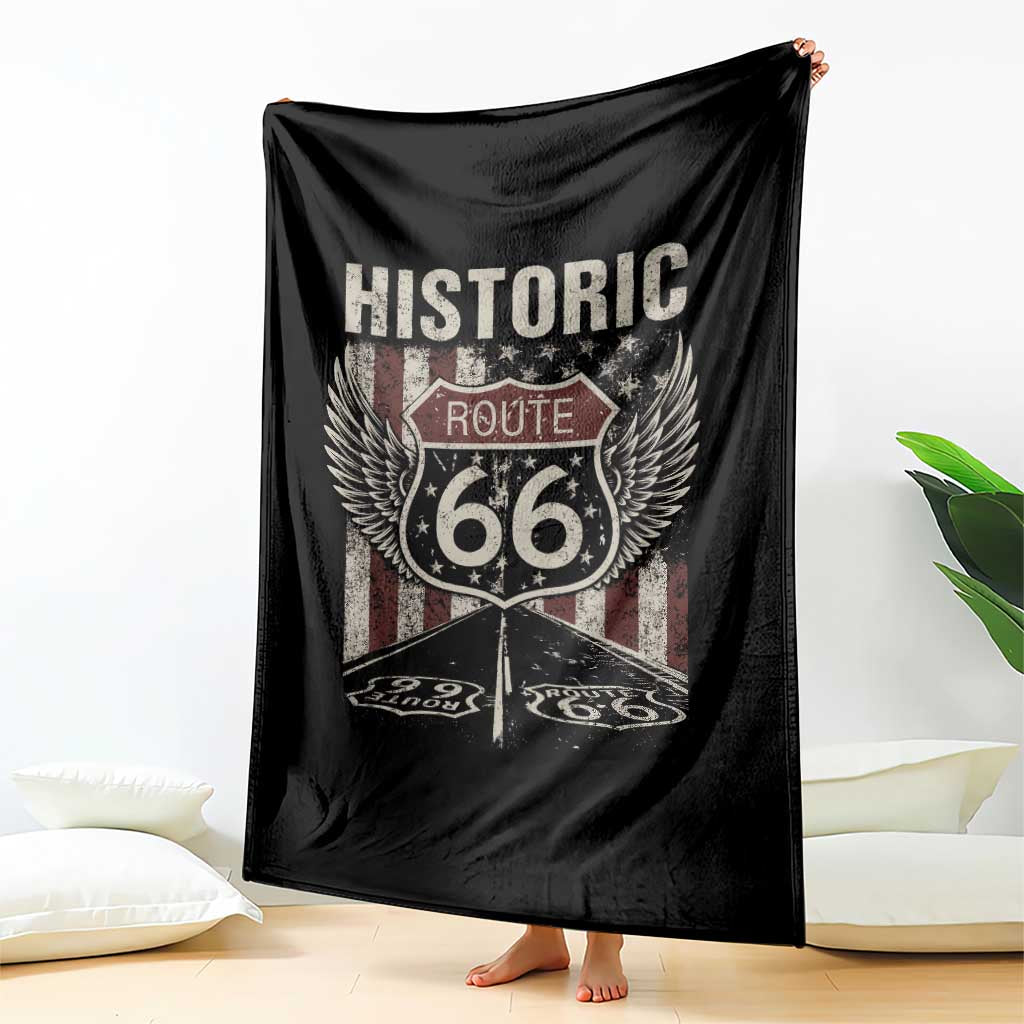 Historic Route Highway 66 Throw Blanket Vintage American Flag TS11 Print Your Wear