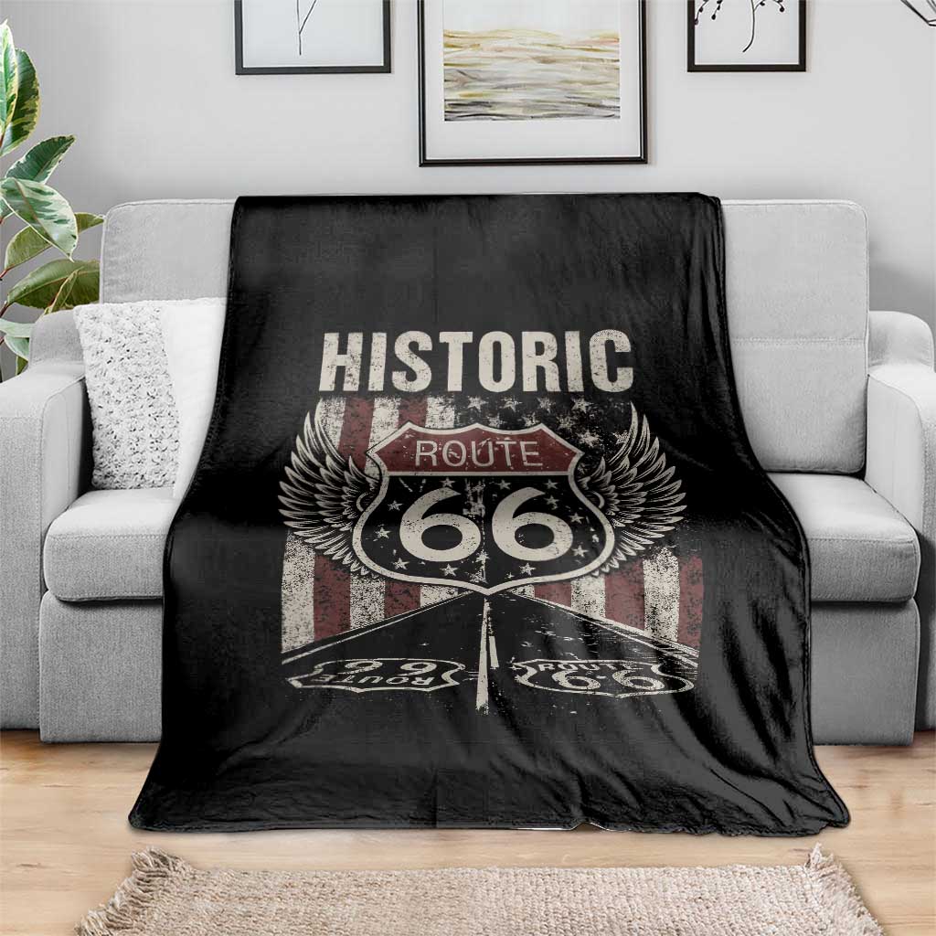 Historic Route Highway 66 Throw Blanket Vintage American Flag TS11 Print Your Wear