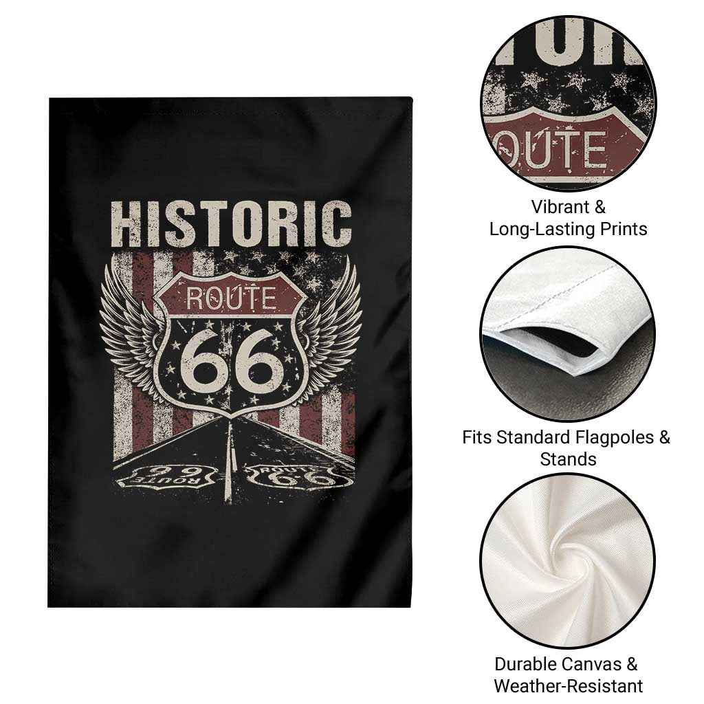 Historic Route Highway 66 Garden Flag Vintage American Flag TS11 Print Your Wear