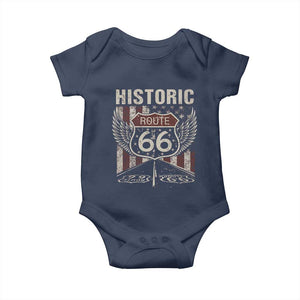 Historic Route Highway 66 Baby Onesie Vintage American Flag TS11 Navy Print Your Wear