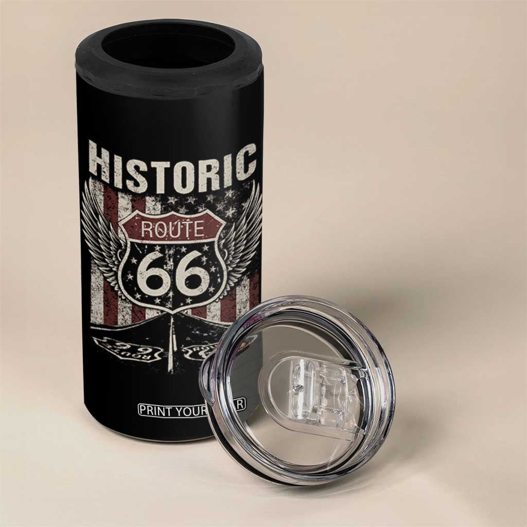 Historic Route Highway 66 4 in 1 Can Cooler Tumbler Vintage American Flag TS11 Print Your Wear