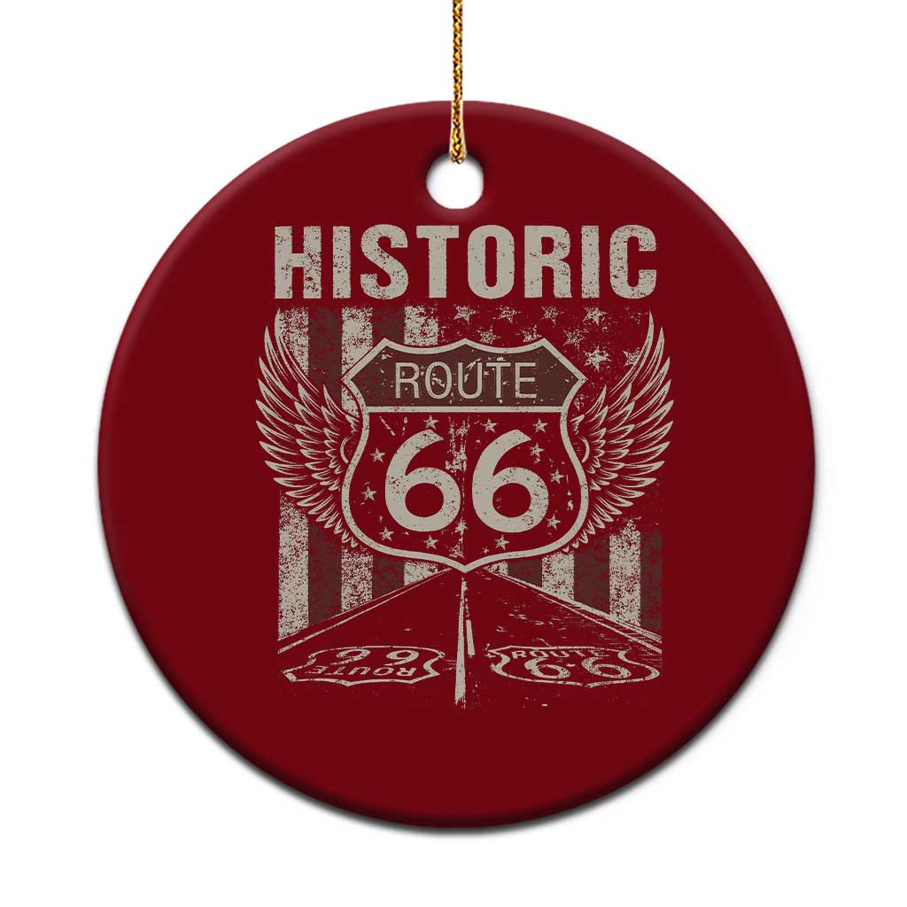 Historic Route Highway 66 Ceramic Ornament Vintage American Flag TS11 1pc Red Print Your Wear