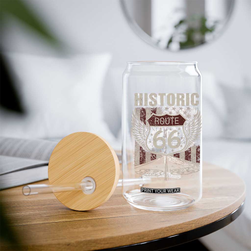 Historic Route Highway 66 Glass Can Vintage American Flag TS11 Print Your Wear