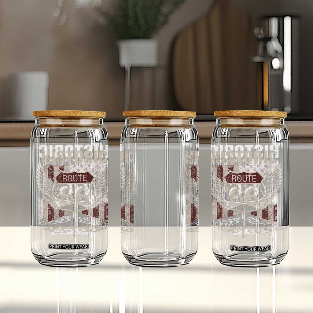 Historic Route Highway 66 Glass Can Vintage American Flag TS11 Print Your Wear