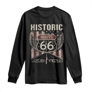 Historic Route Highway 66 Long Sleeve Shirt Vintage American Flag TS11 Black Print Your Wear