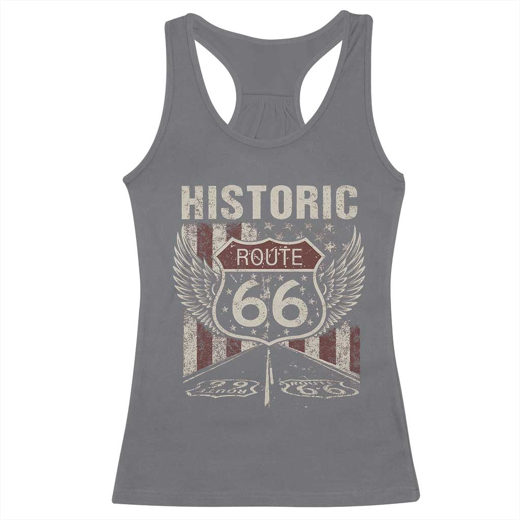 Historic Route Highway 66 Racerback Tank Top Vintage American Flag TS11 Charcoal Print Your Wear