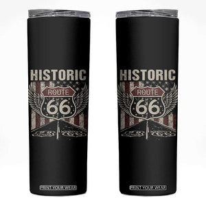 Historic Route Highway 66 Skinny Tumbler Vintage American Flag TS11 Black Print Your Wear