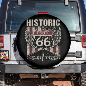 Historic Route Highway 66 Spare Tire Cover Vintage American Flag TS11 No hole Black Print Your Wear