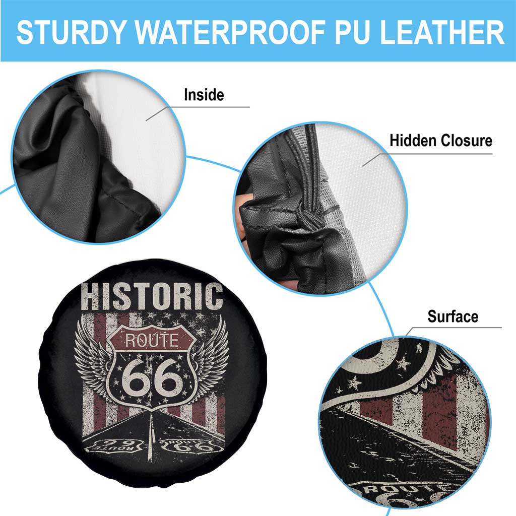 Historic Route Highway 66 Spare Tire Cover Vintage American Flag TS11 Print Your Wear