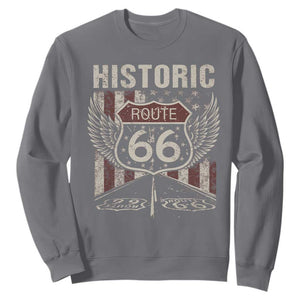 Historic Route Highway 66 Sweatshirt Vintage American Flag TS11 Charcoal Print Your Wear