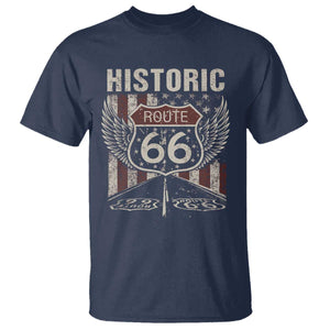 Historic Route Highway 66 T Shirt Vintage American Flag TS11 Navy Print Your Wear