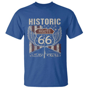 Historic Route Highway 66 T Shirt Vintage American Flag TS11 Royal Blue Print Your Wear