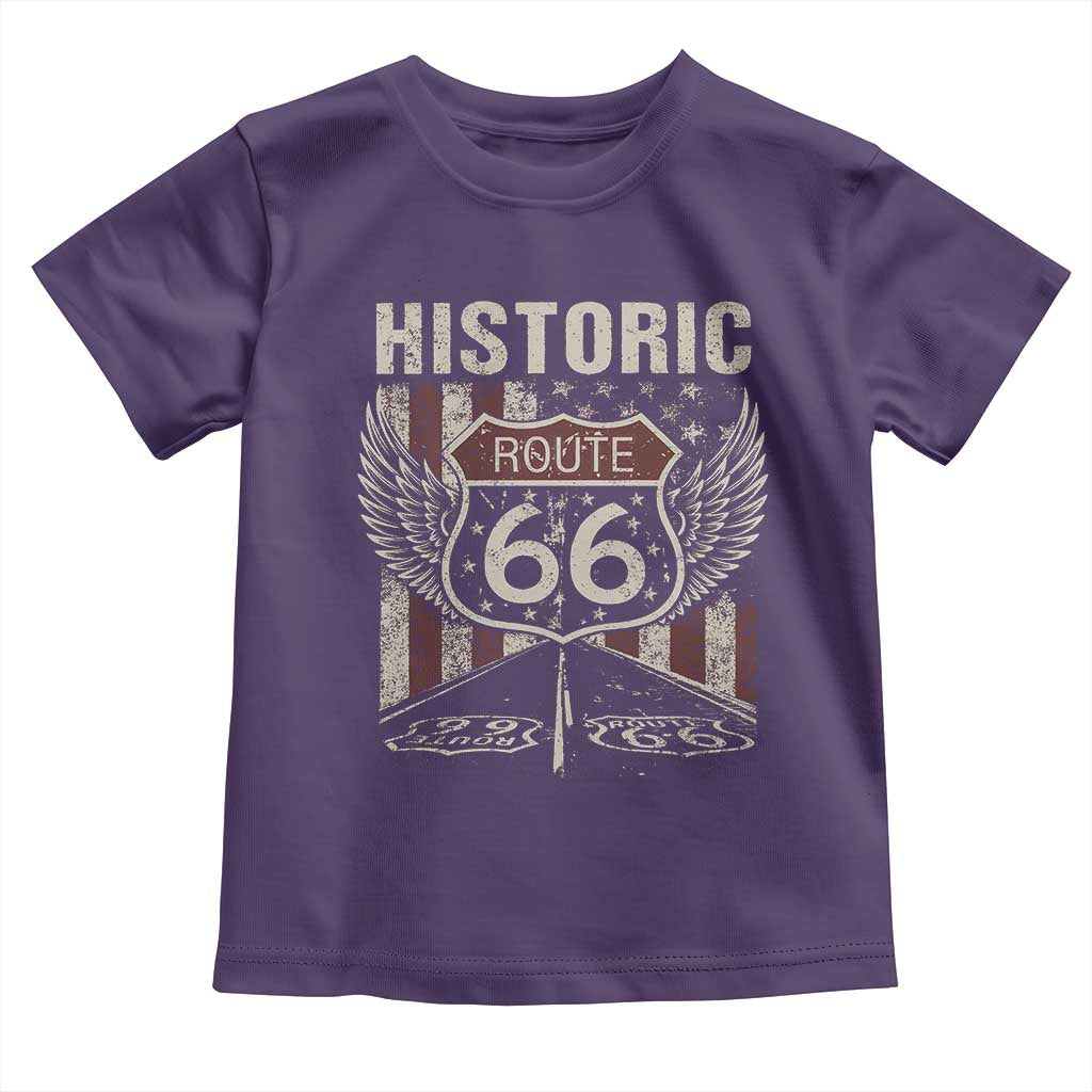 Historic Route Highway 66 Toddler T Shirt Vintage American Flag TS11 Purple Print Your Wear