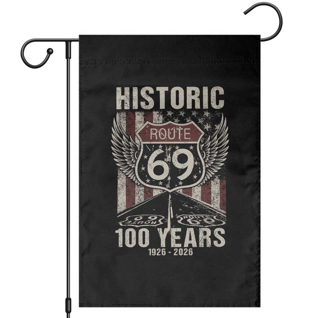 Historic US Route 69 100 Years Anniversary Garden Flag Highway Road Sign Wings Vintage American Flag TS11 Black Print Your Wear