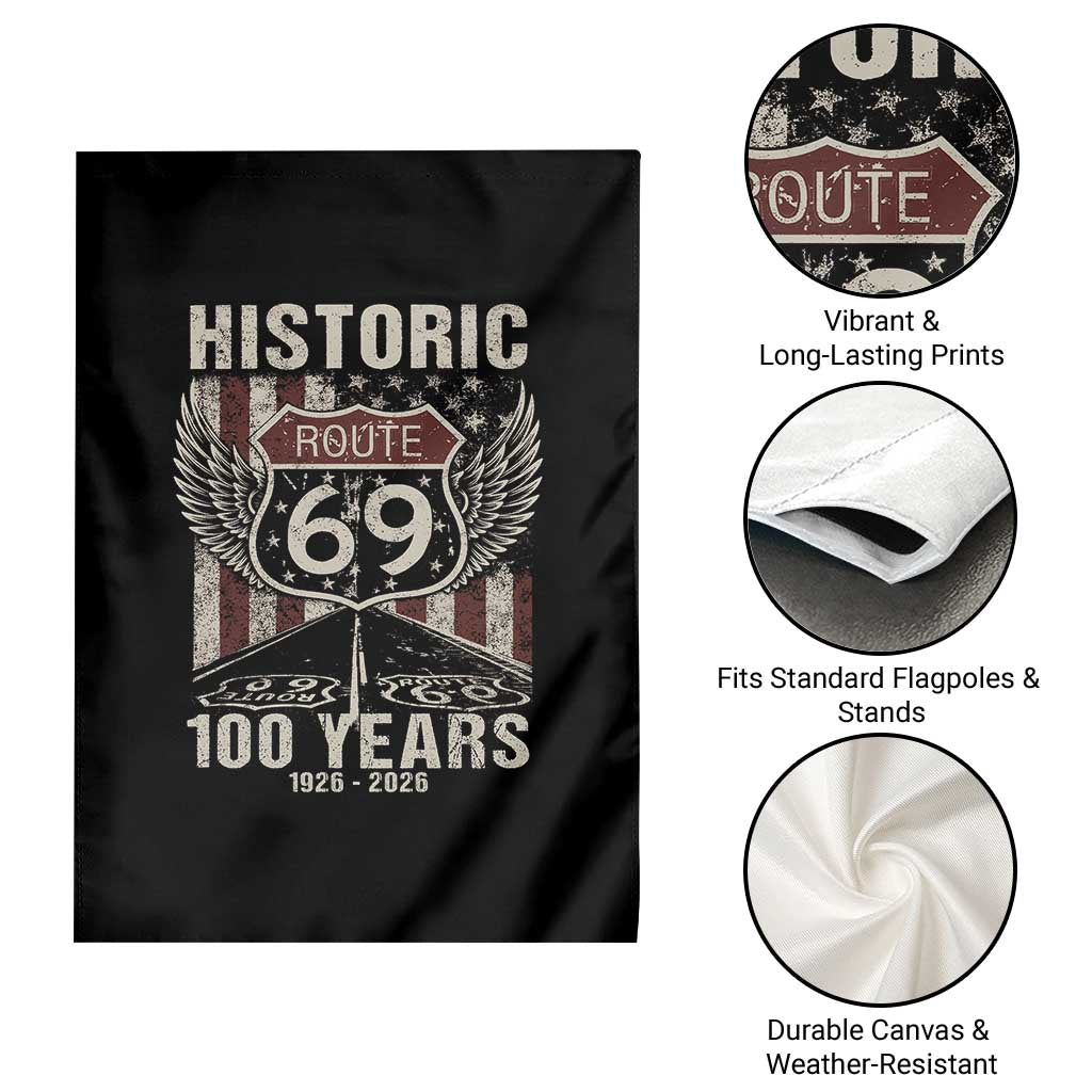 Historic US Route 69 100 Years Anniversary Garden Flag Highway Road Sign Wings Vintage American Flag TS11 Print Your Wear