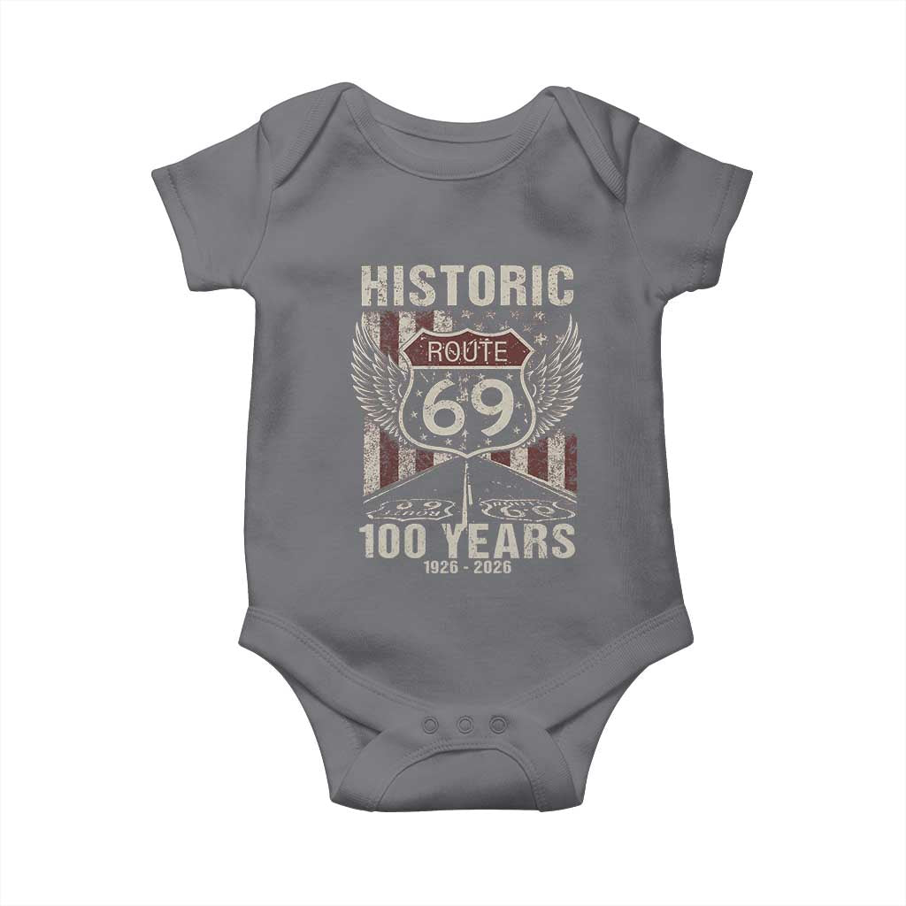 Historic US Route 69 100 Years Anniversary Baby Onesie Highway Road Sign Wings Vintage American Flag TS11 Charcoal Print Your Wear