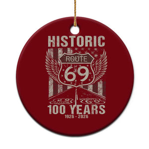 Historic US Route 69 100 Years Anniversary Ceramic Ornament Highway Road Sign Wings Vintage American Flag TS11 1pc Red Print Your Wear