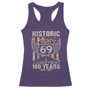Historic US Route 69 100 Years Anniversary Racerback Tank Top Highway Road Sign Wings Vintage American Flag TS11 Purple Print Your Wear