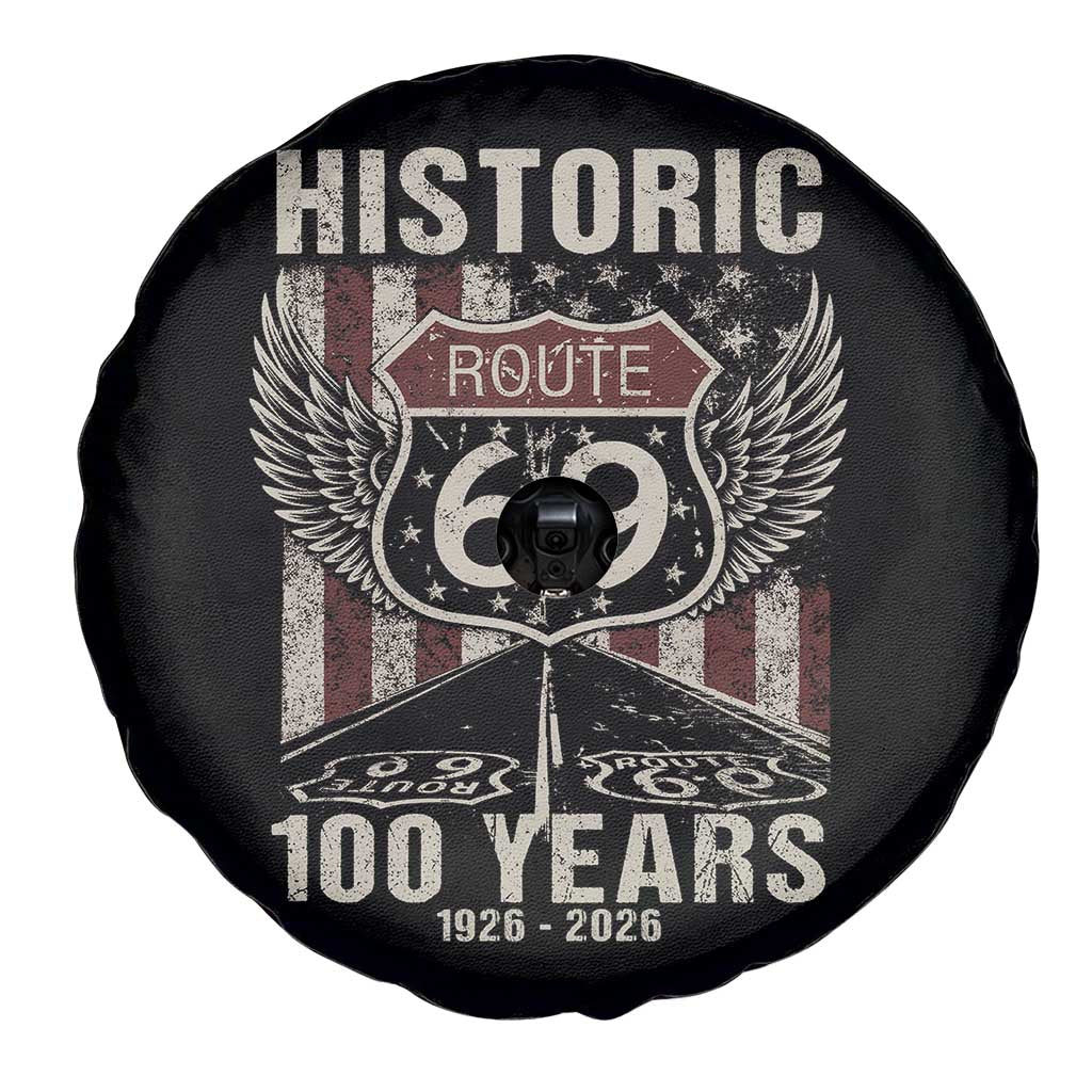 Historic US Route 69 100 Years Anniversary Spare Tire Cover Highway Road Sign Wings Vintage American Flag TS11 Print Your Wear