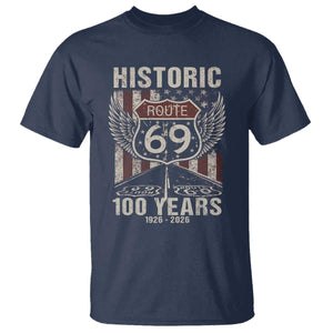 Historic US Route 69 100 Years Anniversary T Shirt Highway Road Sign Wings Vintage American Flag TS11 Navy Print Your Wear