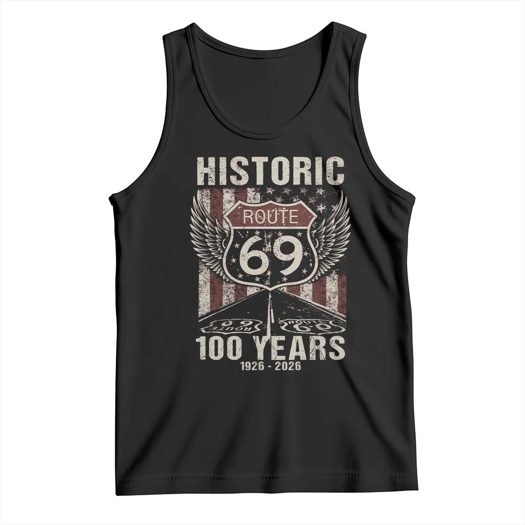 Historic US Route 69 100 Years Anniversary Tank Top Highway Road Sign Wings Vintage American Flag TS11 Black Print Your Wear