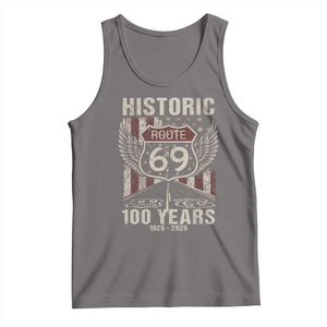Historic US Route 69 100 Years Anniversary Tank Top Highway Road Sign Wings Vintage American Flag TS11 Deep Heather Print Your Wear