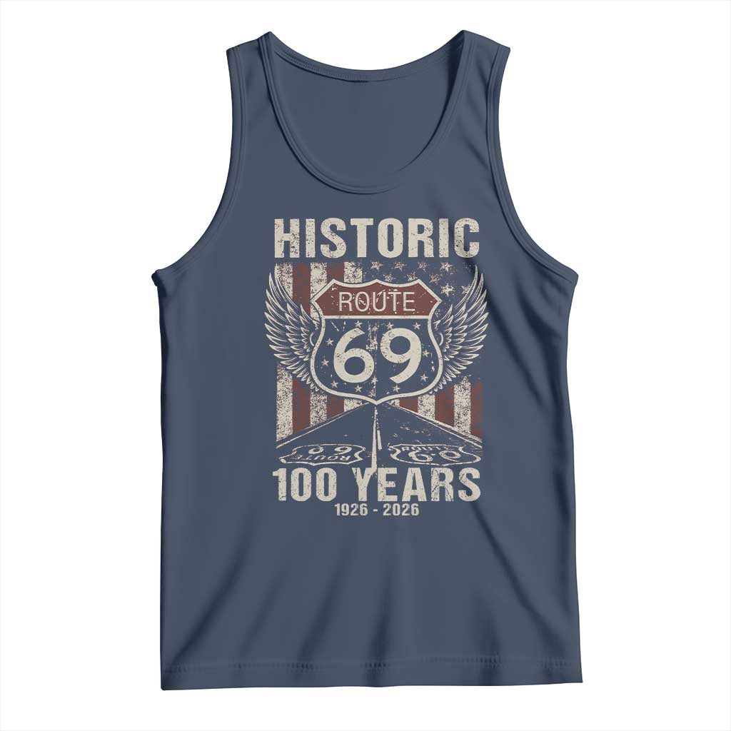 Historic US Route 69 100 Years Anniversary Tank Top Highway Road Sign Wings Vintage American Flag TS11 Navy Print Your Wear