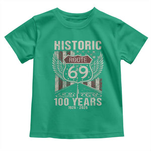 Historic US Route 69 100 Years Anniversary Toddler T Shirt Highway Road Sign Wings Vintage American Flag TS11 Irish Green Print Your Wear