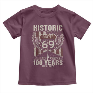 Historic US Route 69 100 Years Anniversary Toddler T Shirt Highway Road Sign Wings Vintage American Flag TS11 Maroon Print Your Wear