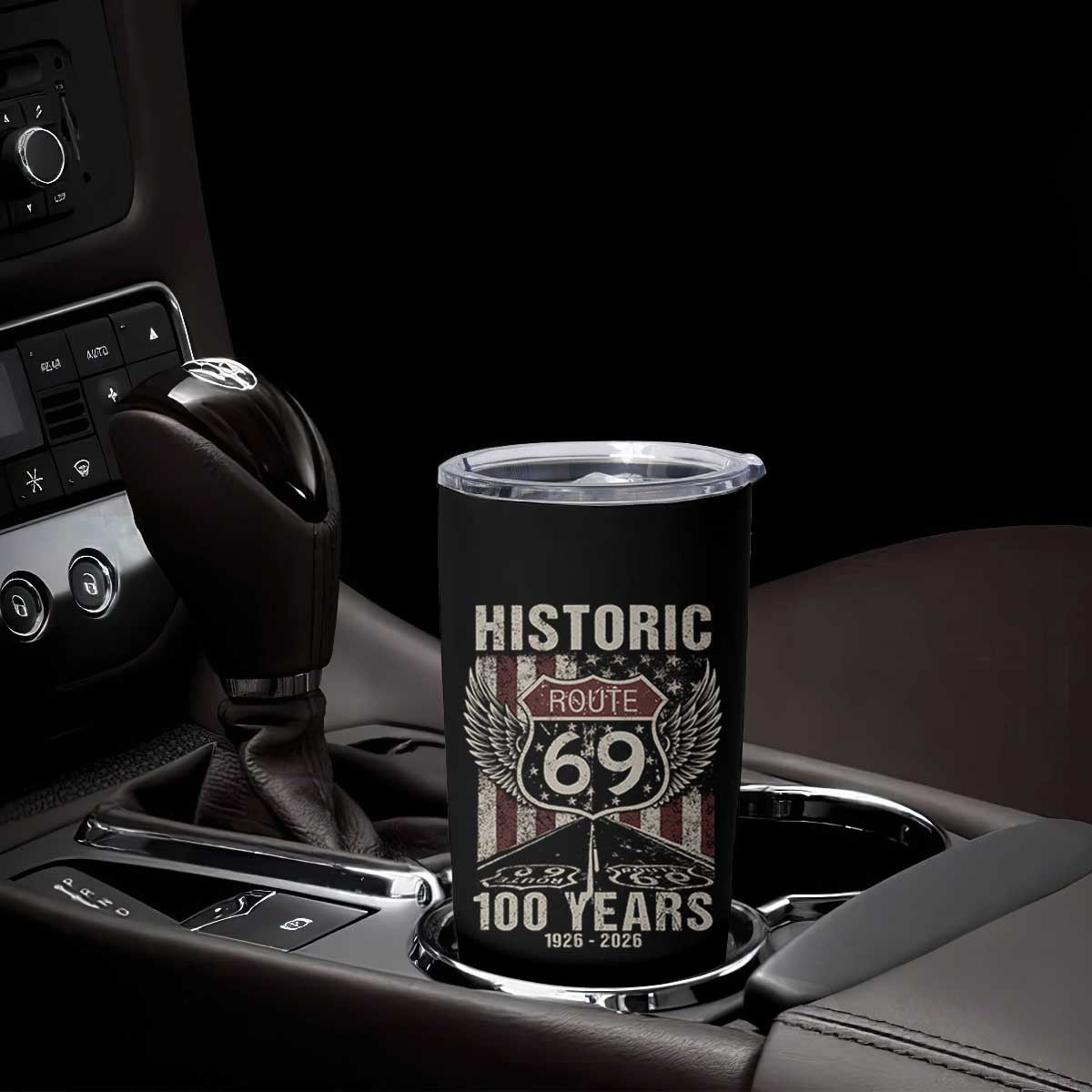 Historic US Route 69 100 Years Anniversary Tumbler Cup Highway Road Sign Wings Vintage American Flag TS11 Print Your Wear