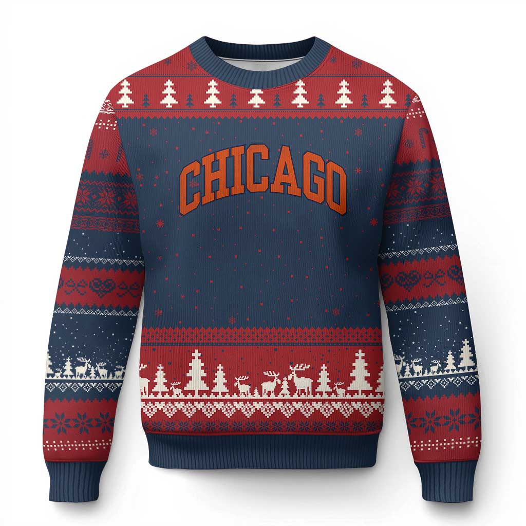 Chicago Pride Illinois IL Vintage Sports Orange Design Ugly Christmas Sweater TS11 Navy Red Print Your Wear