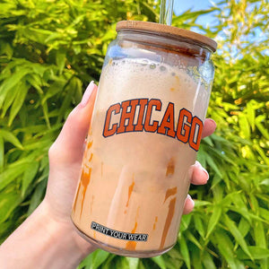 Chicago Pride Illinois IL Vintage Sports Orange Design Glass Can TS11 Black Print Your Wear