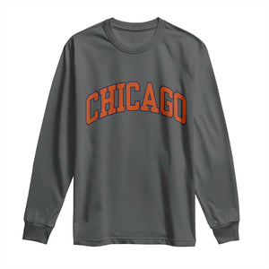 Chicago Pride Illinois IL Vintage Sports Orange Design Long Sleeve Shirt TS11 Dark Heather Print Your Wear