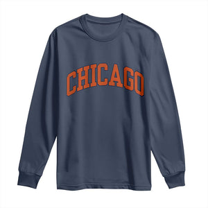 Chicago Pride Illinois IL Vintage Sports Orange Design Long Sleeve Shirt TS11 Navy Print Your Wear