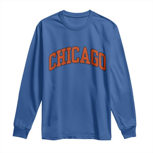 Chicago Pride Illinois IL Vintage Sports Orange Design Long Sleeve Shirt TS11 Royal Blue Print Your Wear