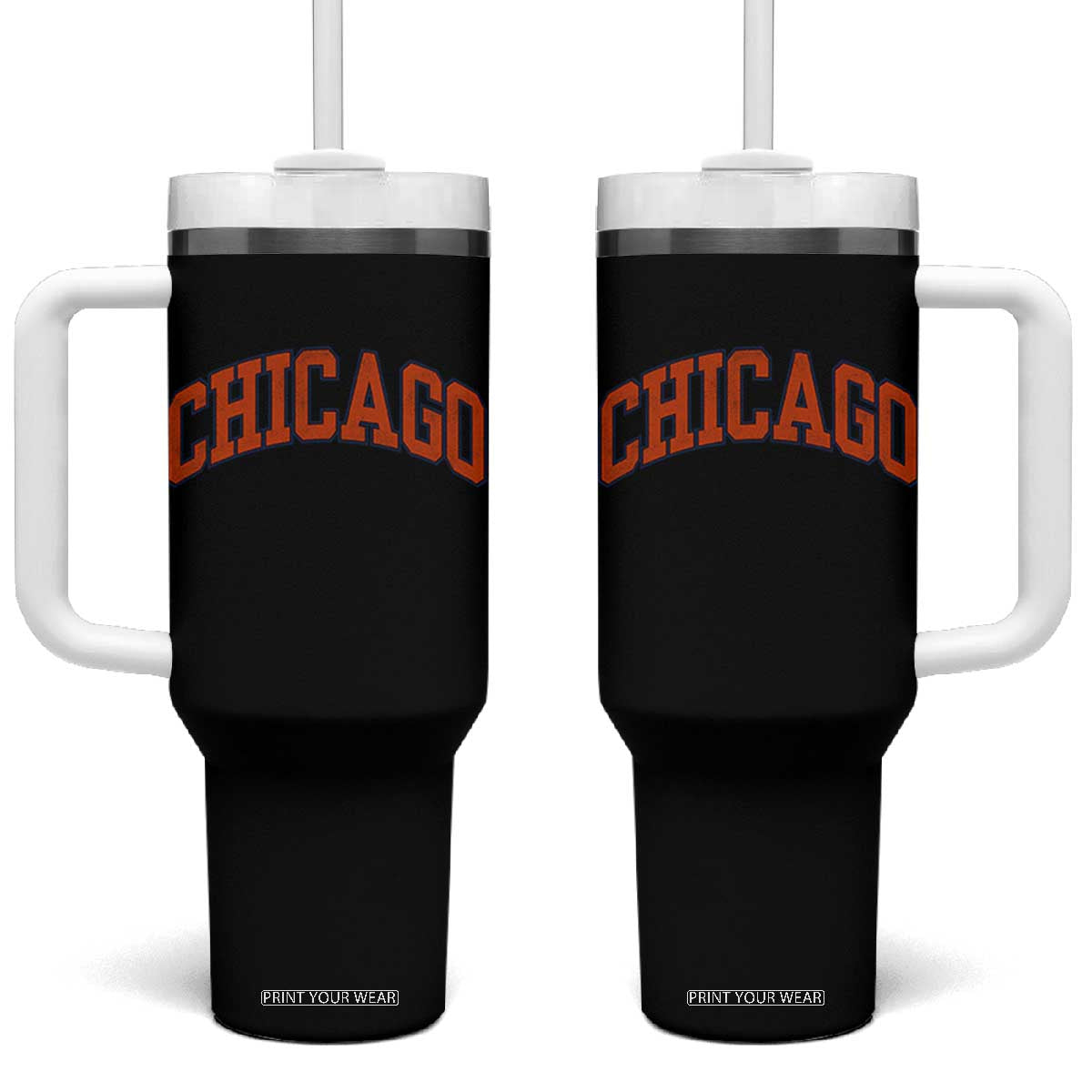 Chicago Pride Illinois IL Vintage Sports Orange Design Tumbler With Handle TS11 One Size: 40 oz Black Print Your Wear