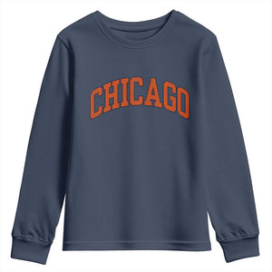 Chicago Pride Illinois IL Vintage Sports Orange Design Youth Sweatshirt TS11 Navy Print Your Wear