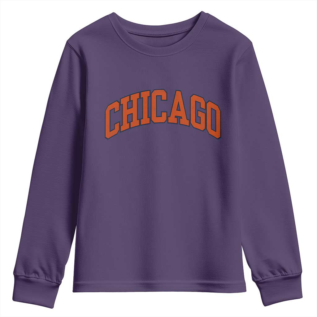 Chicago Pride Illinois IL Vintage Sports Orange Design Youth Sweatshirt TS11 Purple Print Your Wear