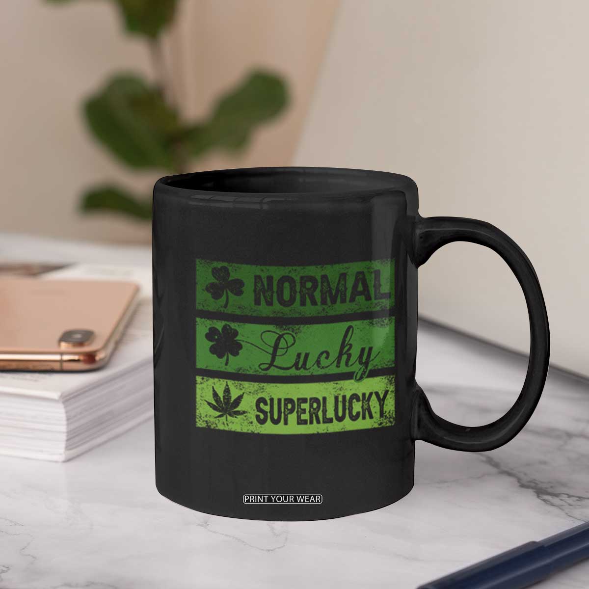 Funny St Patrick's Day Cannabis Weed Coffee Mug Normal Shamrock Lucky Clover Super Lucky Weed TS11 Print Your Wear