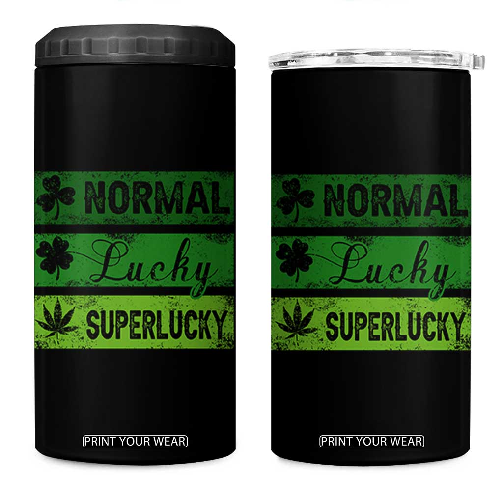Funny St Patrick's Day Cannabis Weed 4 in 1 Can Cooler Tumbler Normal Shamrock Lucky Clover Super Lucky Weed TS11 One Size: 16 oz Black Print Your Wear