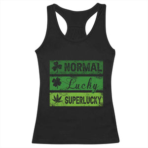 Funny St Patrick's Day Cannabis Weed Racerback Tank Top Normal Shamrock Lucky Clover Super Lucky Weed TS11 Black Print Your Wear
