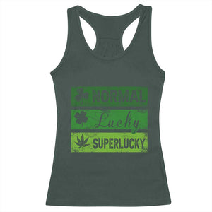 Funny St Patrick's Day Cannabis Weed Racerback Tank Top Normal Shamrock Lucky Clover Super Lucky Weed TS11 Dark Forest Green Print Your Wear