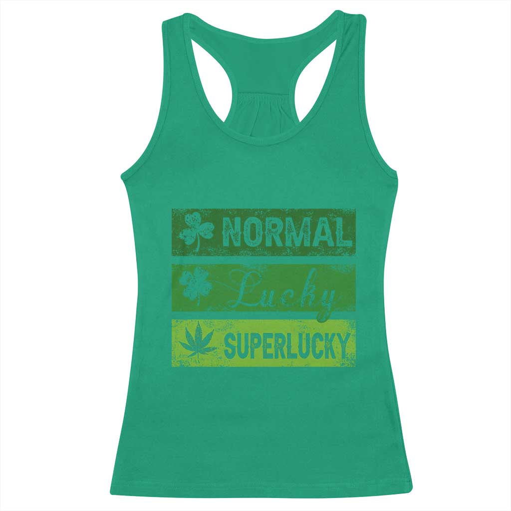 Funny St Patrick's Day Cannabis Weed Racerback Tank Top Normal Shamrock Lucky Clover Super Lucky Weed TS11 Irish Green Print Your Wear