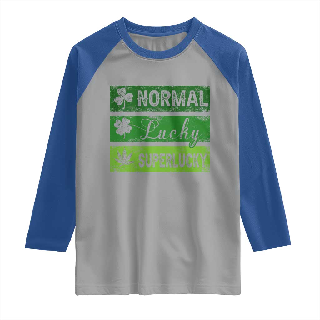 Funny St Patrick's Day Cannabis Weed Raglan Shirt Normal Shamrock Lucky Clover Super Lucky Weed TS11 Sport Gray Royal Print Your Wear