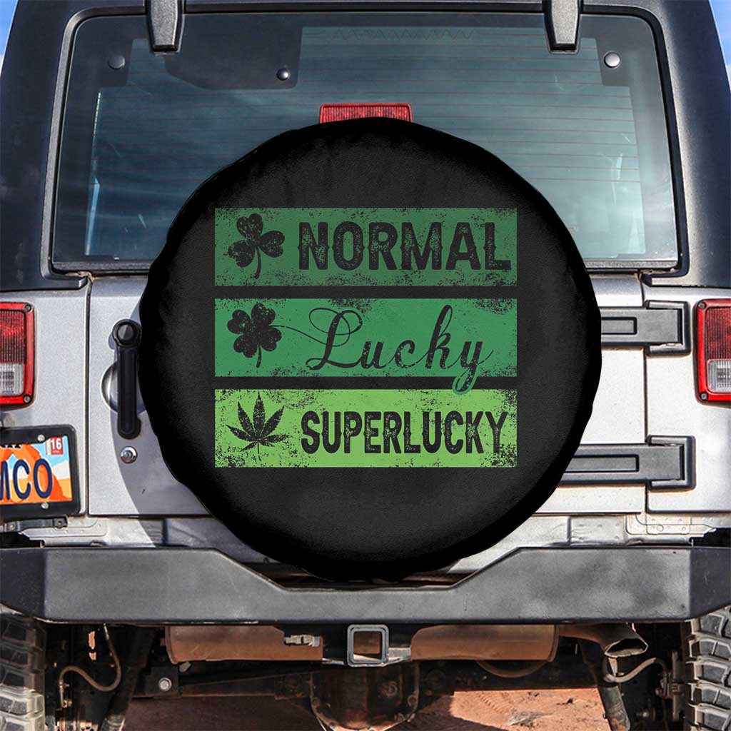 Funny St Patrick's Day Cannabis Weed Spare Tire Cover Normal Shamrock Lucky Clover Super Lucky Weed TS11 No hole Black Print Your Wear