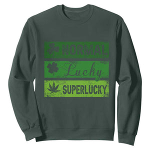 Funny St Patrick's Day Cannabis Weed Sweatshirt Normal Shamrock Lucky Clover Super Lucky Weed TS11 Dark Forest Green Print Your Wear