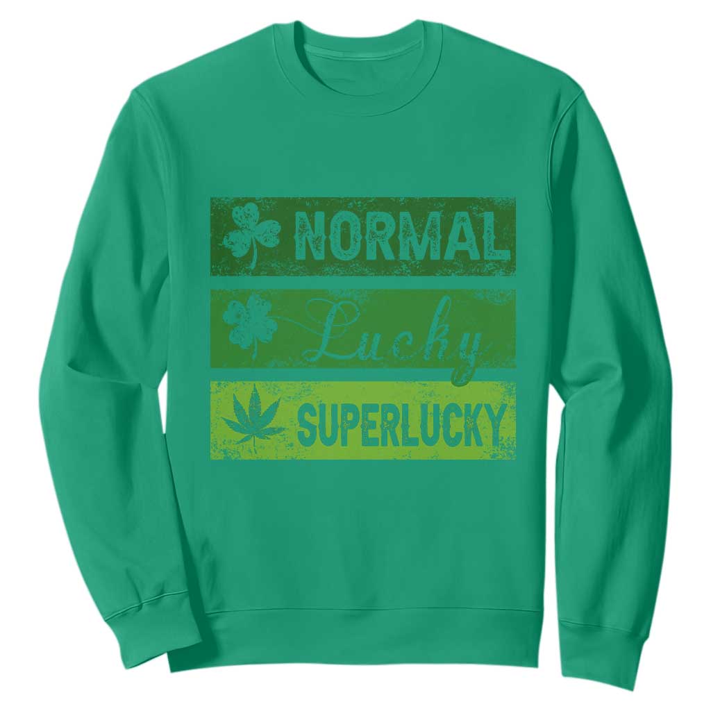 Funny St Patrick's Day Cannabis Weed Sweatshirt Normal Shamrock Lucky Clover Super Lucky Weed TS11 Irish Green Print Your Wear